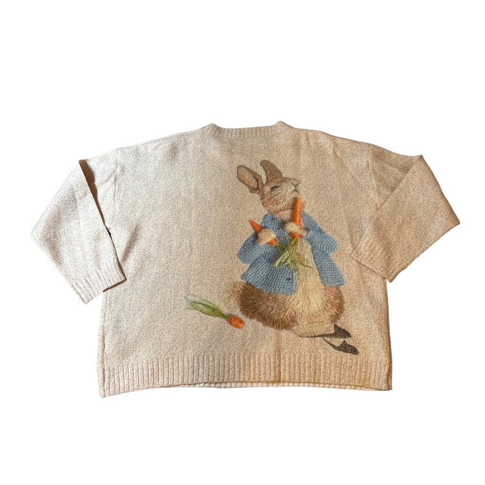 SHEIN Curve Peter Rabbit Graphic Sweater Women Oatmeal Beige Oversized SIZE 1XL - Picture 5 of 5